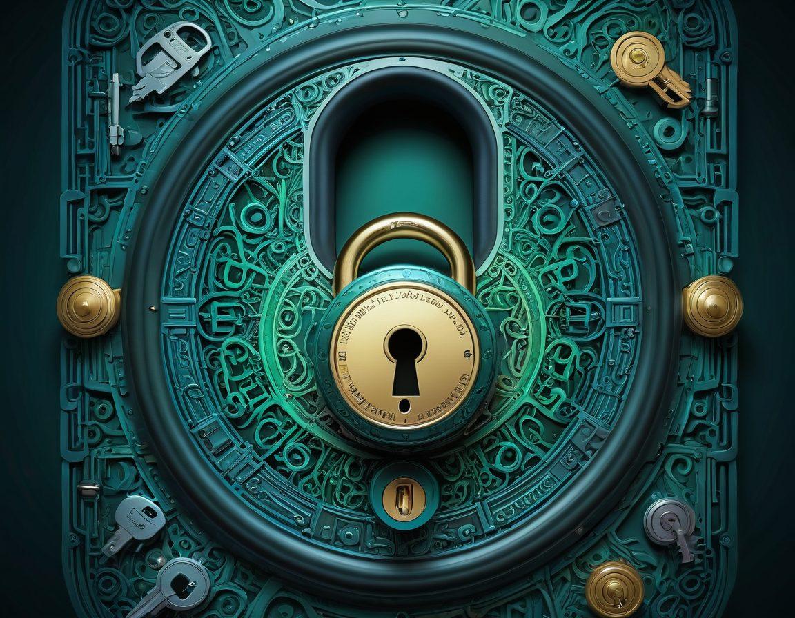 An intricate lock being unlocked with vibrant keys labeled 'Membership', 'Resources', and 'Administration', surrounded by a glowing portal that represents quick access. The background features an array of symbols representing various resources, blending in a gradient of blue and green colors for a tech-savvy theme. super-realistic. vibrant colors. white background.